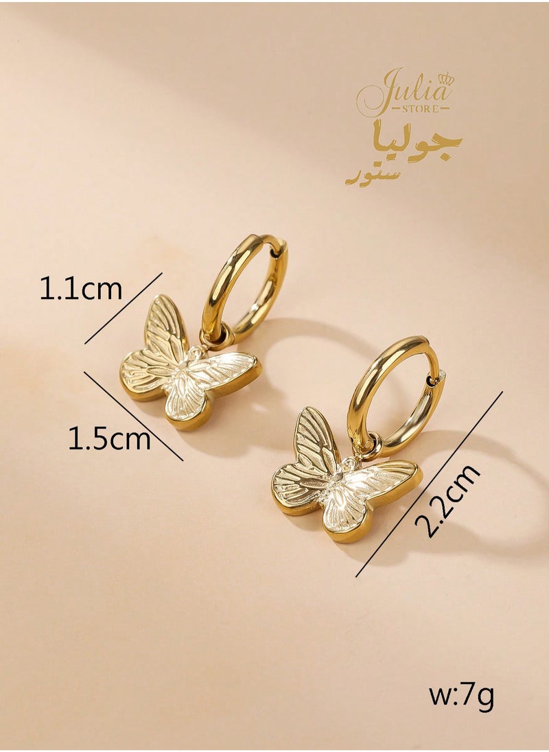 Butterfly Drop Dangle Hoop Earrings 18K Gold Plated Stainless Steel Huggie Earrings Hypoallergenic Cuff Earrings for Women Cute Butterfly Ear Jewelry Gift - pzsku/Z39D319D23A123FC9BD3CZ/45/_/1728434742/87f431c5-c33b-4706-929e-95aa82394edb