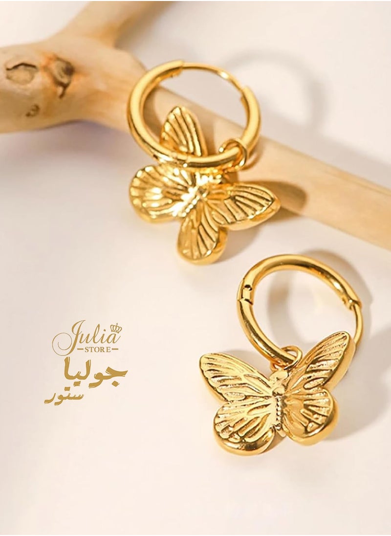 Butterfly Drop Dangle Hoop Earrings 18K Gold Plated Stainless Steel Huggie Earrings Hypoallergenic Cuff Earrings for Women Cute Butterfly Ear Jewelry Gift - pzsku/Z39D319D23A123FC9BD3CZ/45/_/1728434752/3f91b41f-09f1-4477-b50e-a11820d6021a