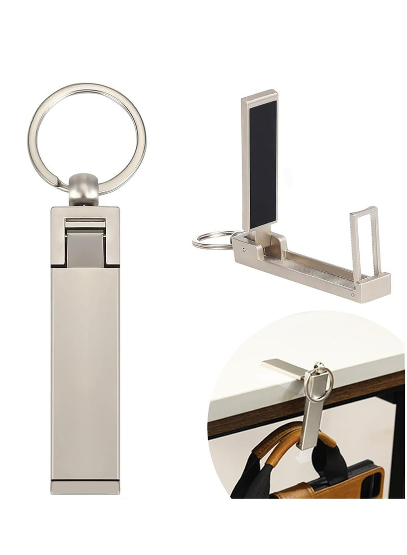 Oasisgalore Platinum Table Purse Hook, Folding Bag Hanger for Desk with Mobile Phone Stand  - Image 1
