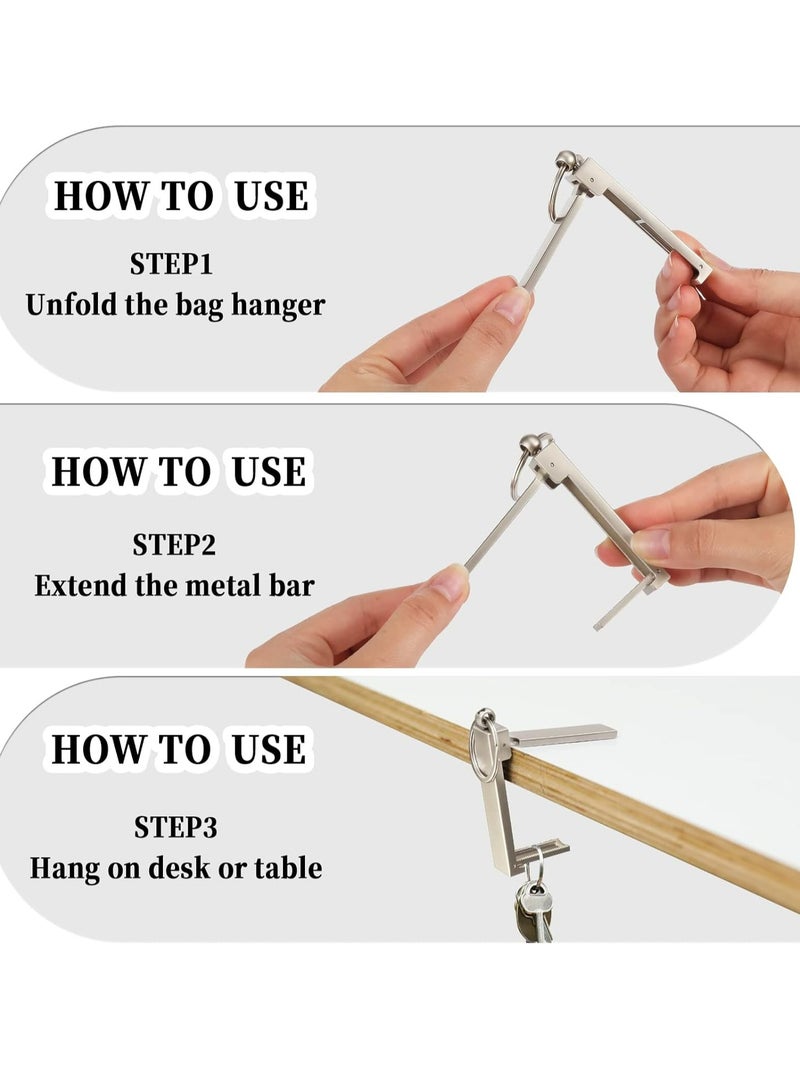Oasisgalore Platinum Table Purse Hook, Folding Bag Hanger for Desk with Mobile Phone Stand  - Image 4
