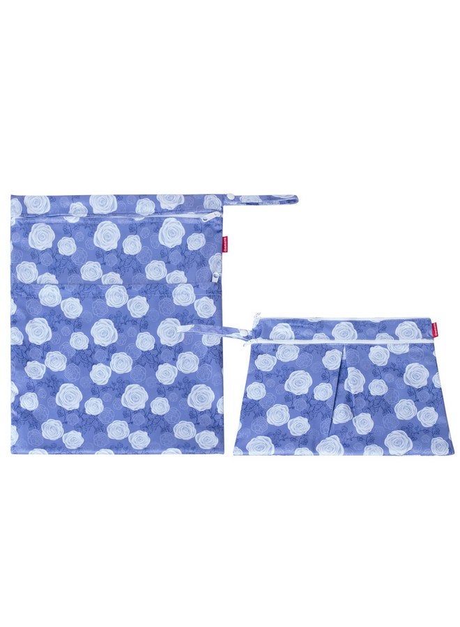 داميرو حقيبة دامرو الجافة والمبللة، مكونة من قطعتين، لحفاضات القماش، وملابس السباحة، والملابس، وحقيبة مبللة مقاومة للماء وقابلة لإعادة الاستخدام للسفر، والتمارين الرياضية، والشاطئ، وحمام السباحة، ودور الحضانة، والزهور الأرجوانية - Image 1