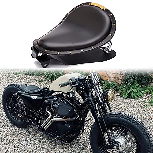 Rich Choices Black Motorcycle Rivet Solo Seat Spring Bobber With Base Plate Compatible with Harley Chopper Bobber Sportster XL883 1200 48 Chopper - Image 1