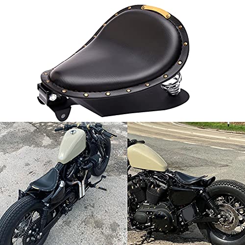 Rich Choices Black Motorcycle Rivet Solo Seat Spring Bobber With Base Plate Compatible with Harley Chopper Bobber Sportster XL883 1200 48 Chopper - Image 3