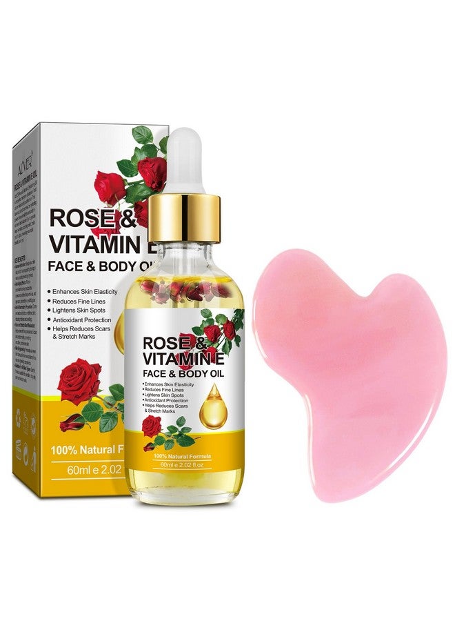 IKZEE Vitamin E Oil, Vitamin E Oil for Face, Rose & Vitamin E Oil, Face Organic Vitamin E Oil with Gua Sha Tools Set - Image 1