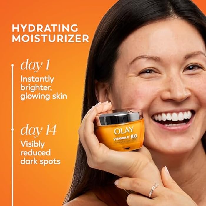 Olay Vitamin C MAX Face Moisturizer, Brightening Cream for Women, Hydrating, Evens Tone, Dark Spot & Hyperpigmentation Reduction, Glowing Skin Care - Niaciniamide, Peptides 1.7 Oz - Image 2