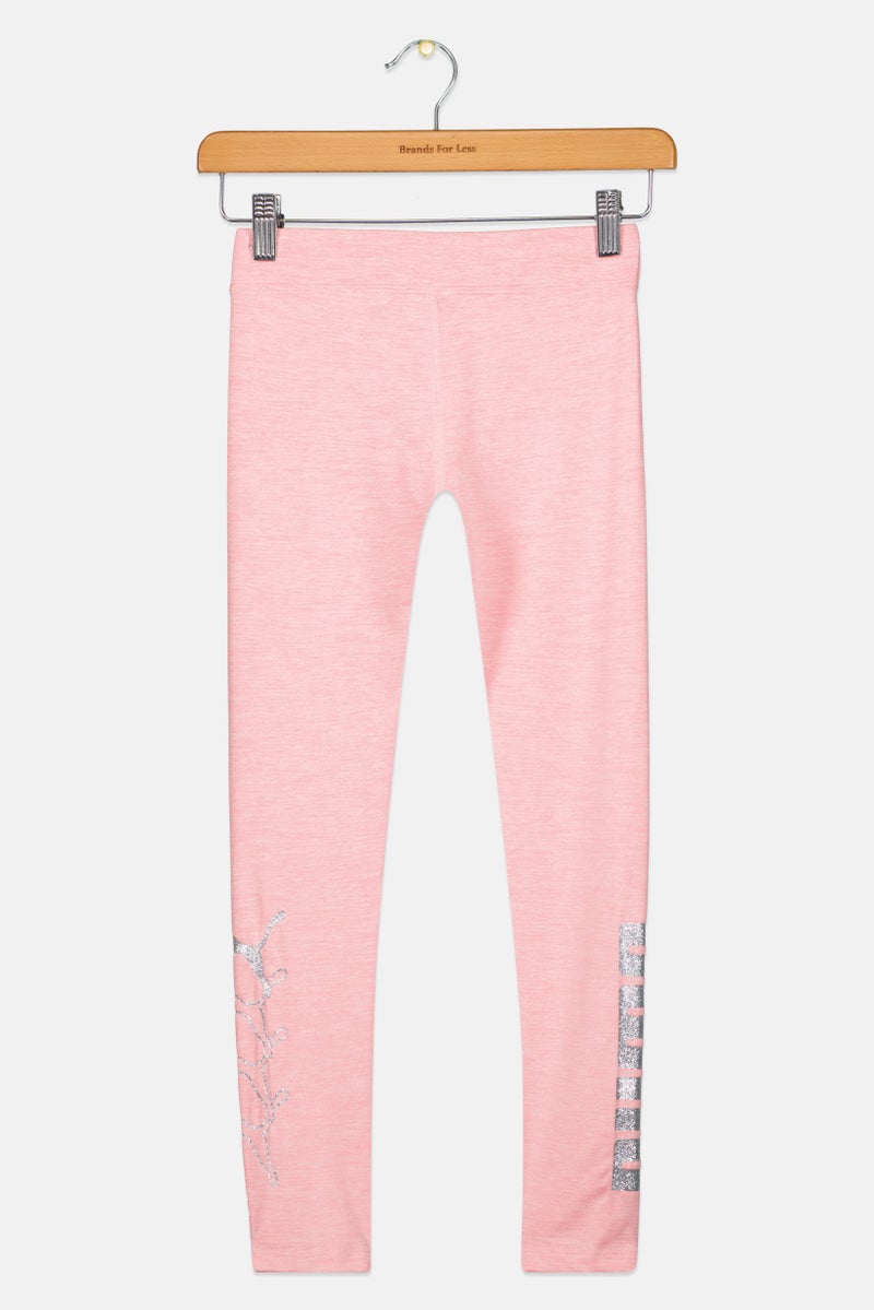 PUMA Kids Girl Sportswear Fit Heather Training Leggings, Pink - Image 3