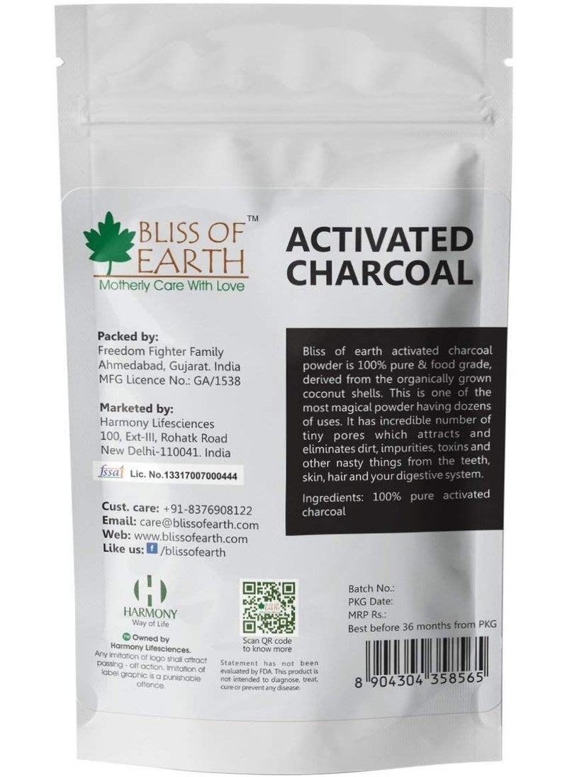BLISS OF EARTH Coconut Shell Activated Charcoal Powder, 100GM great for face, skin & teeth  - Image 5