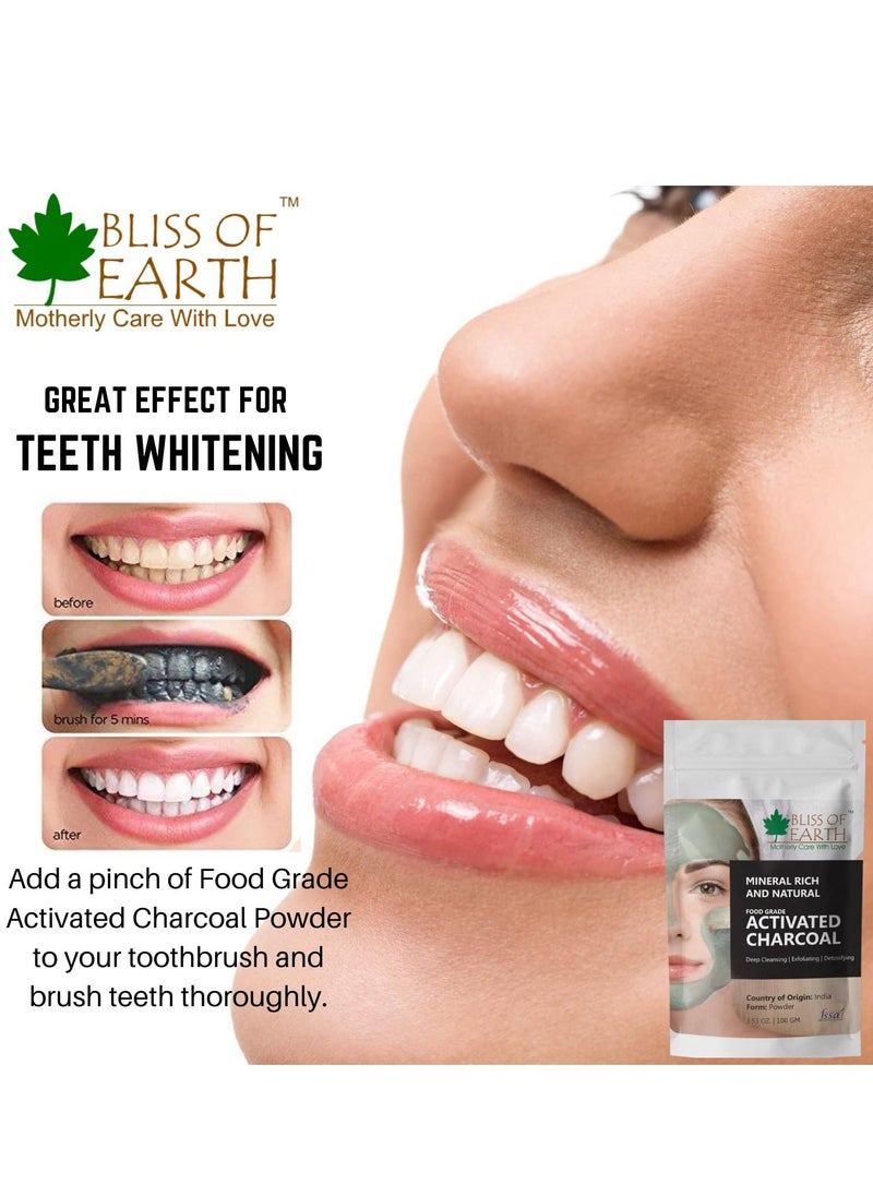 BLISS OF EARTH Coconut Shell Activated Charcoal Powder, 100GM great for face, skin & teeth  - Image 4