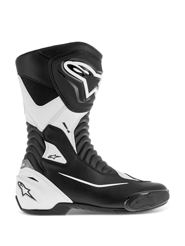 Alpinestars SMX S Boots Men's, Motorcycle Riding Racing, Durable Microfiber Upper, Exclusive Rubber Compound Sole - 8, Black/White - Image 1