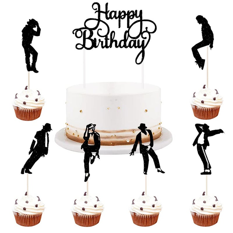 LVEUD Dance King Happy Birthday Cake Topper Forever God Art Dance Theme Birthday Cake Topper Birthday Party Cake Decorations 7pcs - Image 2