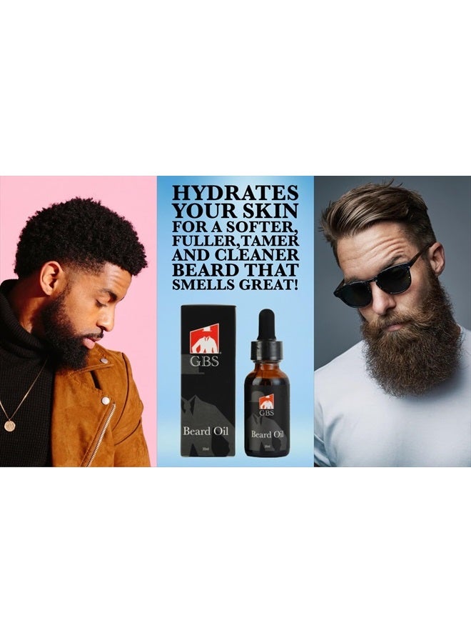 GBS Natural Beard Kit - Beard Oil with Jojoba, Beard Conditioning Balm, 2 Sided Wood Beard Styling Comb, Pocket Mustache Comb, Beard and Mustache Trimming Scissors - Image 3