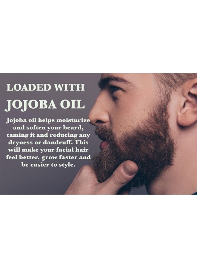 GBS Natural Beard Kit - Beard Oil with Jojoba, Beard Conditioning Balm, 2 Sided Wood Beard Styling Comb, Pocket Mustache Comb, Beard and Mustache Trimming Scissors - Image 4