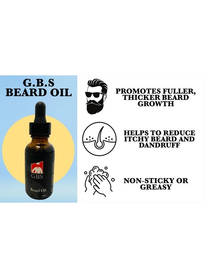 GBS Natural Beard Kit - Beard Oil with Jojoba, Beard Conditioning Balm, 2 Sided Wood Beard Styling Comb, Pocket Mustache Comb, Beard and Mustache Trimming Scissors - Image 2