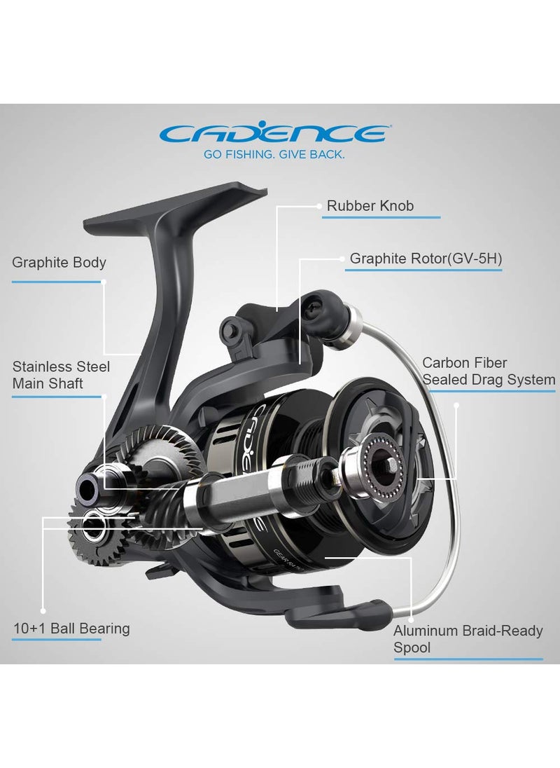 Cadence [2024 Silky] Cadence Ideal Spinning Reel, Super Smooth Fishing Reel with 10 + 1 BB for Freshwater, Durable and Powerful Reel with 30LBs Max Drag & 6.2:1, Great Value& Tuned Performance  - Image 3
