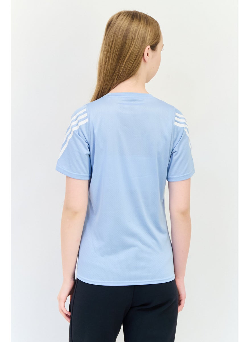 Adidas Women Regular Fit Short Sleeves Training Top, Light Blue  - Image 4