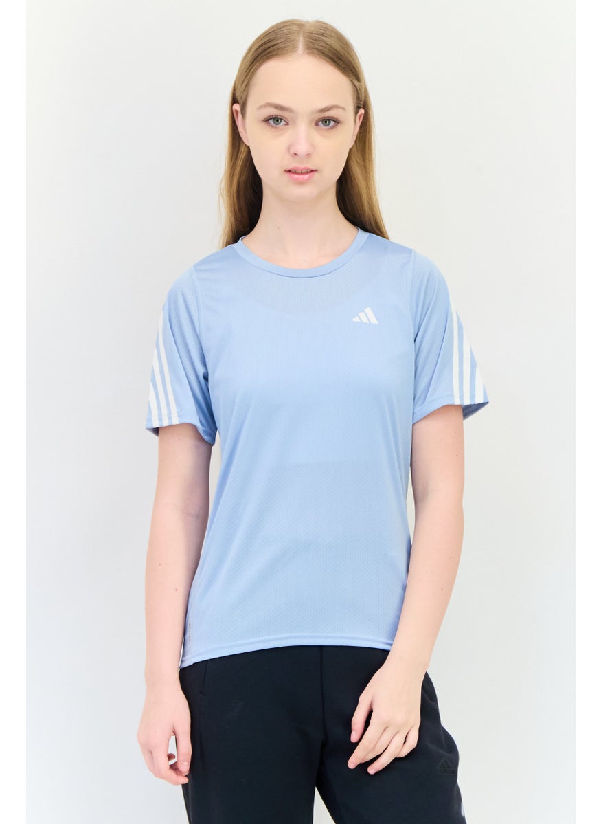 Adidas Women Regular Fit Short Sleeves Training Top, Light Blue  - Image 1
