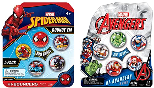 JARU Marvel Avengers Bouncy Superballs Super Hi Bounce 12 Pack of Balls Hulk Thor Cap America Friends Fidget Balls Small Toys for Kids Prize Giveaways Gift SpidermanAvengers 2 Packs - Image 1