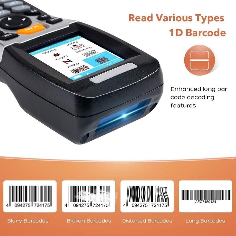 Barcode Scanner 1D Laser Bar Code Scanner Wireless Barcode Scanner Bar Code Reader Inventory Counter Data Collector for Supermarket, Convenience Store, Warehouse - Image 2