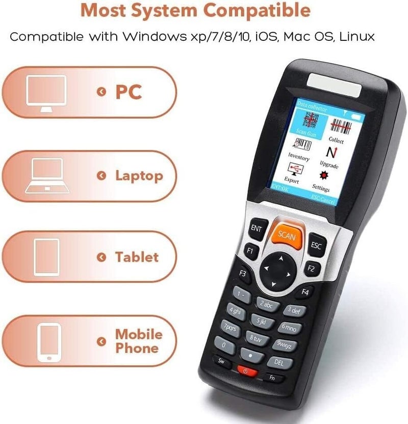 Barcode Scanner 1D Laser Bar Code Scanner Wireless Barcode Scanner Bar Code Reader Inventory Counter Data Collector for Supermarket, Convenience Store, Warehouse - Image 5
