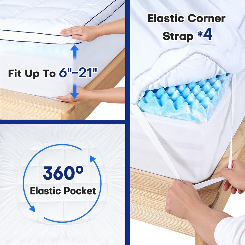 Vipfree King Dual Layer 4 Inch Memory Foam Mattress Topper, Relax Body, Relieve Pain and Aid Sleep - 2 Inch Fluffy Pillow Top King Mattress Topper and 2 Inch Cooling Gel Memory Foam, 2X Support - Image 5