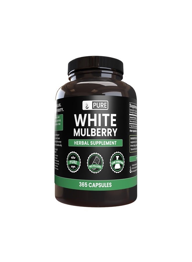 Pure Original Ingredients White Mulberry (365 Capsules) No Magnesium Or Rice Fillers, Always Pure, Lab Verified - Image 1