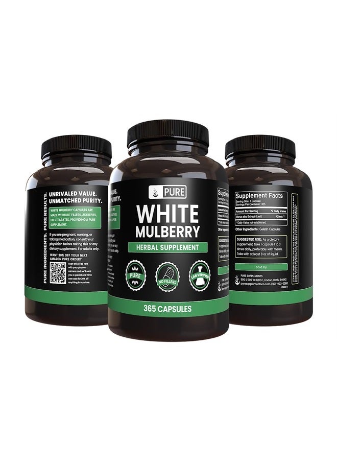 Pure Original Ingredients White Mulberry (365 Capsules) No Magnesium Or Rice Fillers, Always Pure, Lab Verified - Image 4