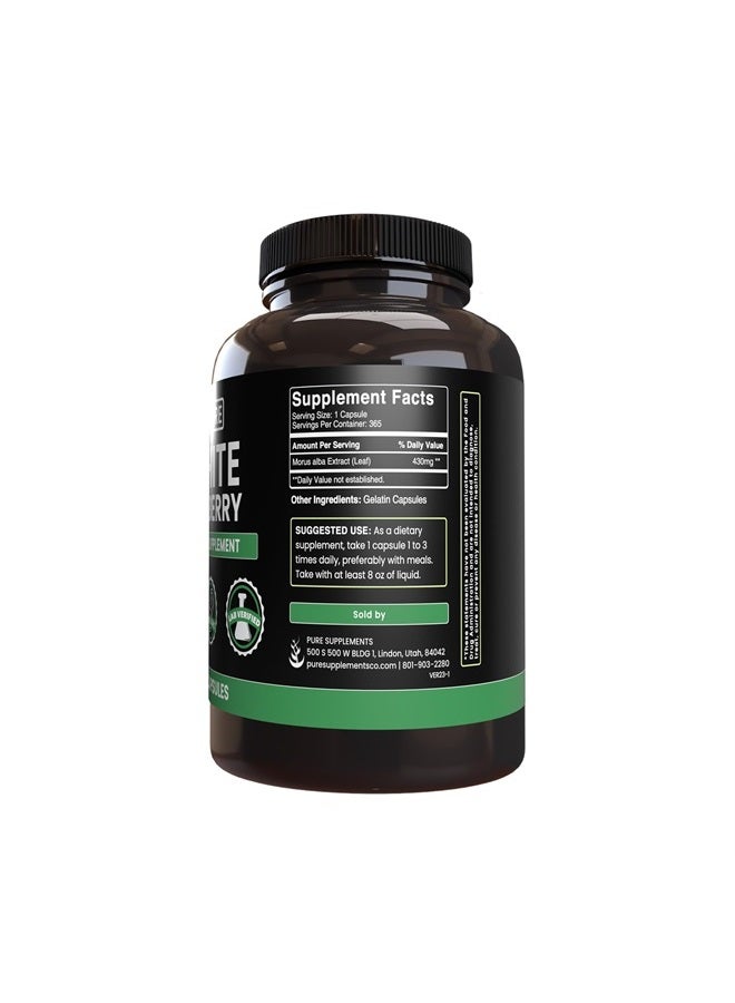 Pure Original Ingredients White Mulberry (365 Capsules) No Magnesium Or Rice Fillers, Always Pure, Lab Verified - Image 3