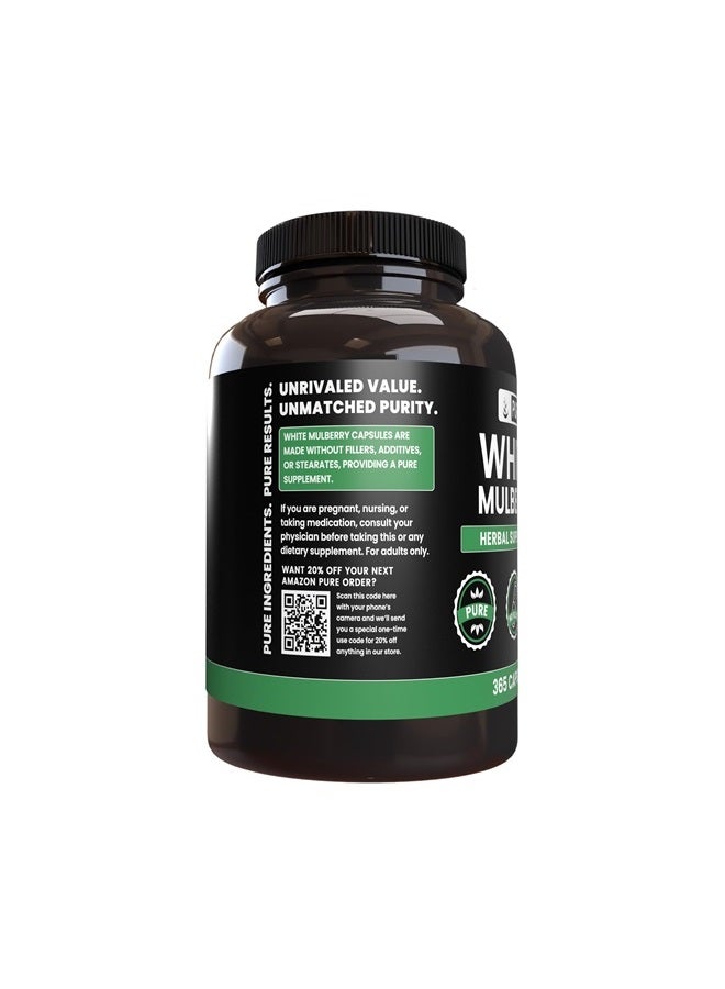Pure Original Ingredients White Mulberry (365 Capsules) No Magnesium Or Rice Fillers, Always Pure, Lab Verified - Image 2