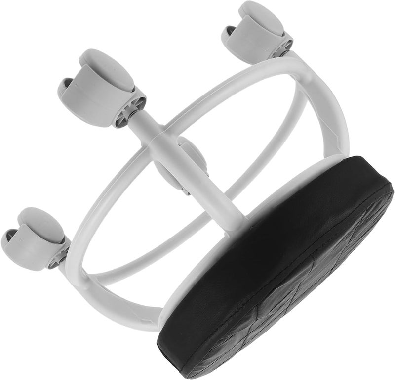 Salon Rolling Stool with Wheels and Footrest, Portable Small Swivel Spa Chair for Beauty Salon and Medical Use, Black Compact Floor Footstool for Spa and Workshop - Image 1