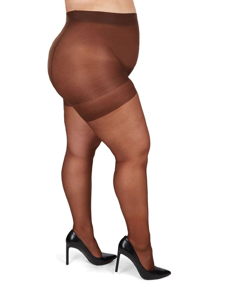MeMoi Plus Size Curvy Control Top Pantyhose for Women, Comfortable Silky Sheer Pantyhose, Lightweight Womens Stockings - French Coffee 7X - Image 1
