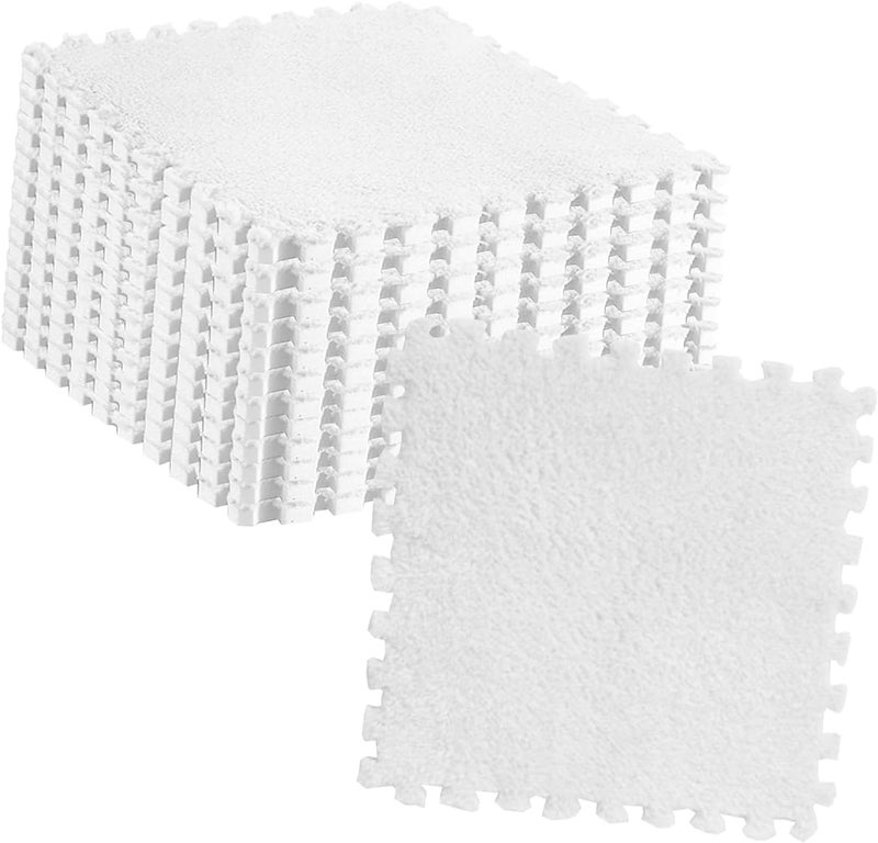 Pomya Antislip Soft Foam Mats | Washable Plush Puzzle Tiles for Kids Bedroom Playroom Nursery (White) - Image 2