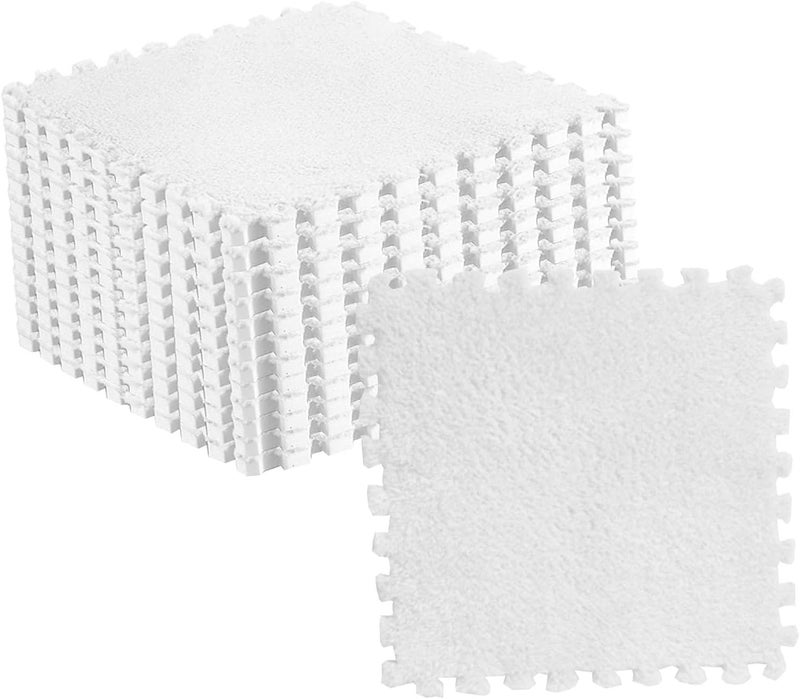 Pomya Antislip Soft Foam Mats | Washable Plush Puzzle Tiles for Kids Bedroom Playroom Nursery (White) - Image 3