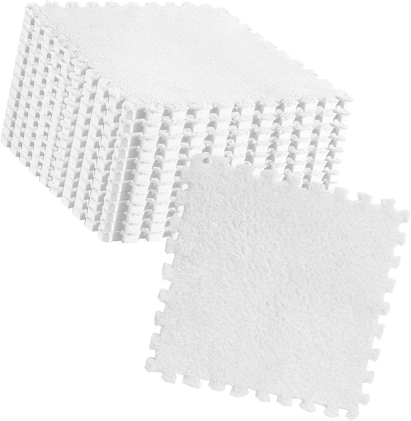 Pomya Antislip Soft Foam Mats | Washable Plush Puzzle Tiles for Kids Bedroom Playroom Nursery (White) - Image 4