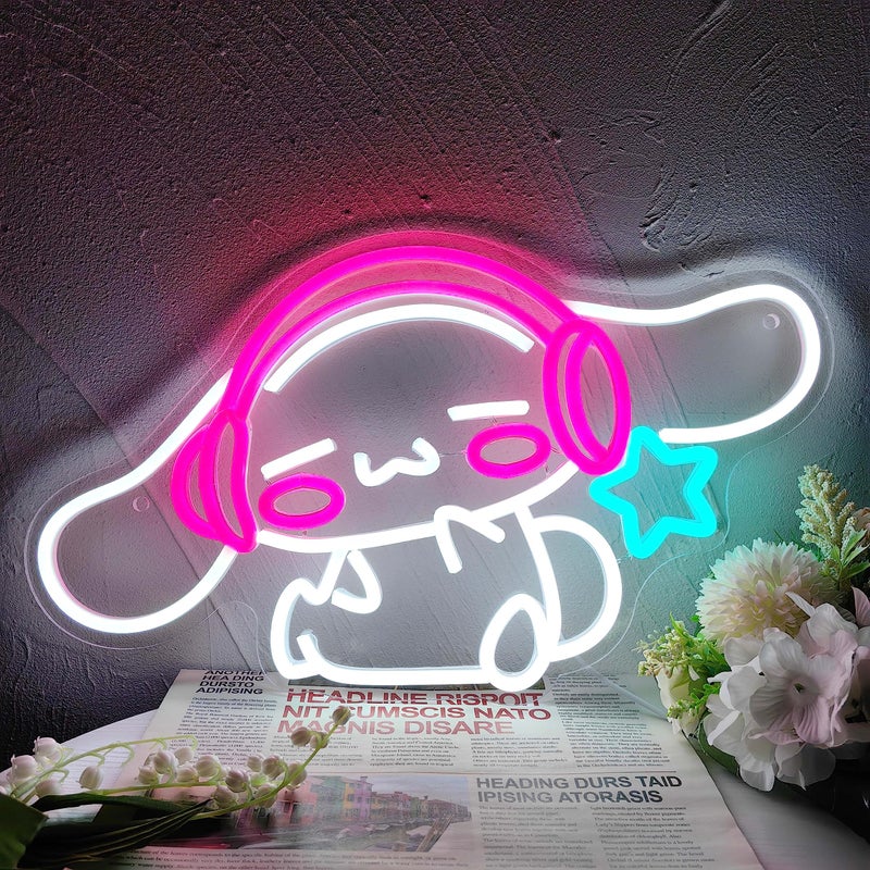 JOSEBRU CinnamoRoll Neon Sign Anime Neon Sign for Wall Decor Janpanese Neon Light for Bedroom Wall Decor Game Room Decor Livingroom Decor for Kids, Personalized Gifts for Girls - Image 1