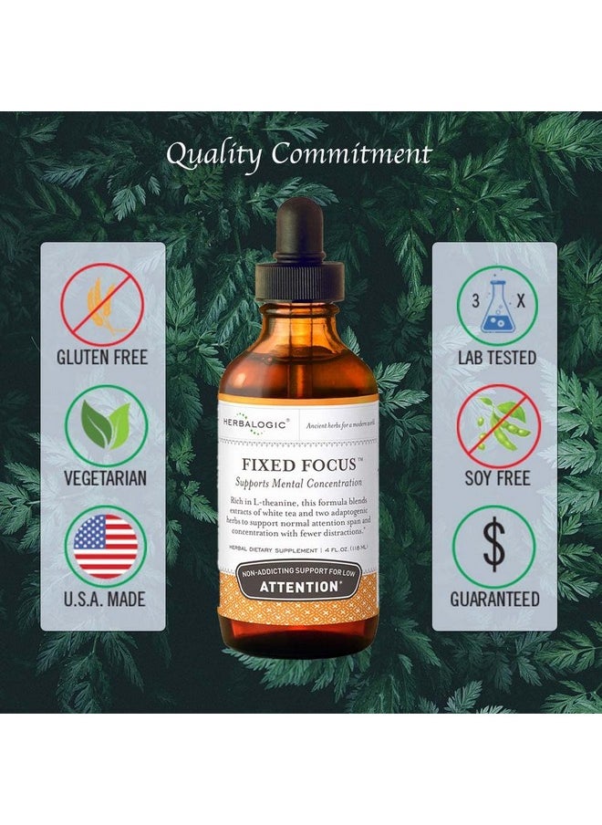 Herbalogic - Fixed Focus Liquid Herb Drops Nonaddicting Support For Increased Attention Concentration & Focus Contains White Tea A Naturally Balanced Source Of Ltheanine & Caffeine 4 Fl. Oz. - Image 1