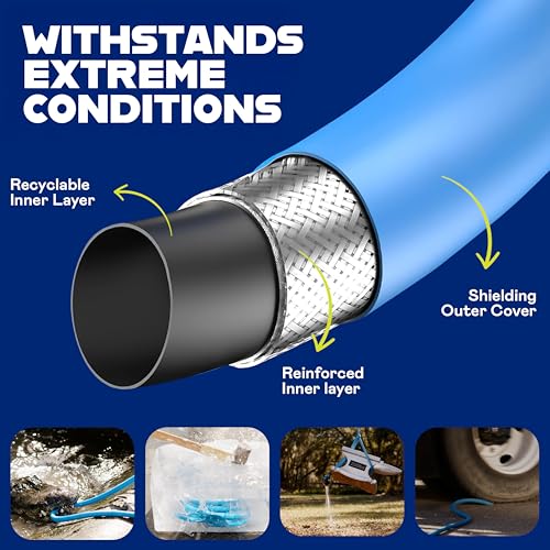 Emson INVICTUS Garden Hose 50Ft x 5/8 in. Sprayer Nozzle Included, 2-Layer Heavy Duty Drinking RV Water Hose 50 Ft, Flexible, Lightweight, NON Expandable, Kink Resistant, Easy Connect Fittings - Image 4