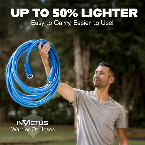 Emson INVICTUS Garden Hose 50Ft x 5/8 in. Sprayer Nozzle Included, 2-Layer Heavy Duty Drinking RV Water Hose 50 Ft, Flexible, Lightweight, NON Expandable, Kink Resistant, Easy Connect Fittings - Image 2