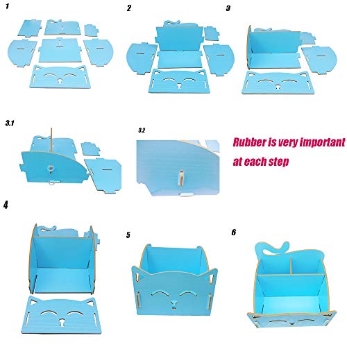 Artkingdome DIY Artwork Cat Folding Collection Pen Pencil Holder Cosmetic Organizer Desk Storage Sorter Blue - Image 4