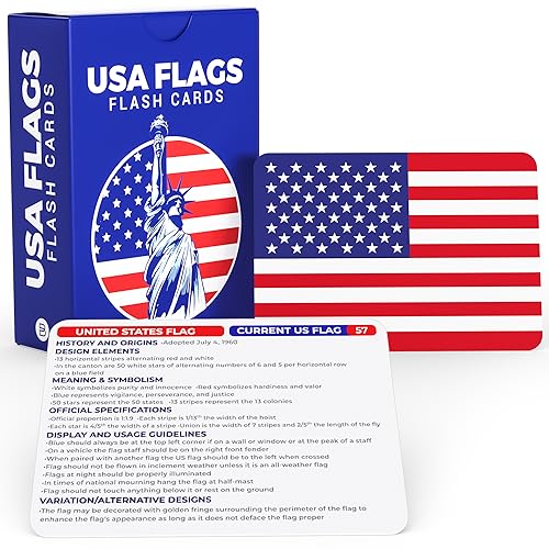Briston USA Flags Flash Cards for Kids and Adults 71 United States and Territory Flags with Names and Facts Educational Geography Learning Cards for Classroom Homeschool Teachers and Students by Briston - Image 1