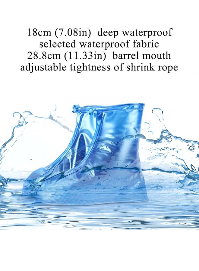 سويت لايف أغطية أحذية مقاومة للماء من المطر، غطاء حذاء مانع للانزلاق للتحكم في الرمال، نعل مطاطي من البولي فينيل كلوريد قابل لإعادة الاستخدام، أحذية مطر ثلجية خارجية لركوب الدراجات والتخييم والصيد والحديقة والسفر (XL، أزرق) - Image 3