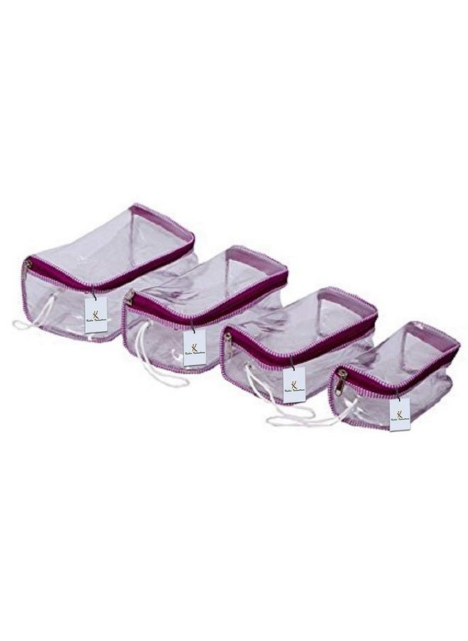 Kuber Industries Kuber Industries Fabric Make up Organiser KI00622-4 Pieces (Transparent)  - Image 1