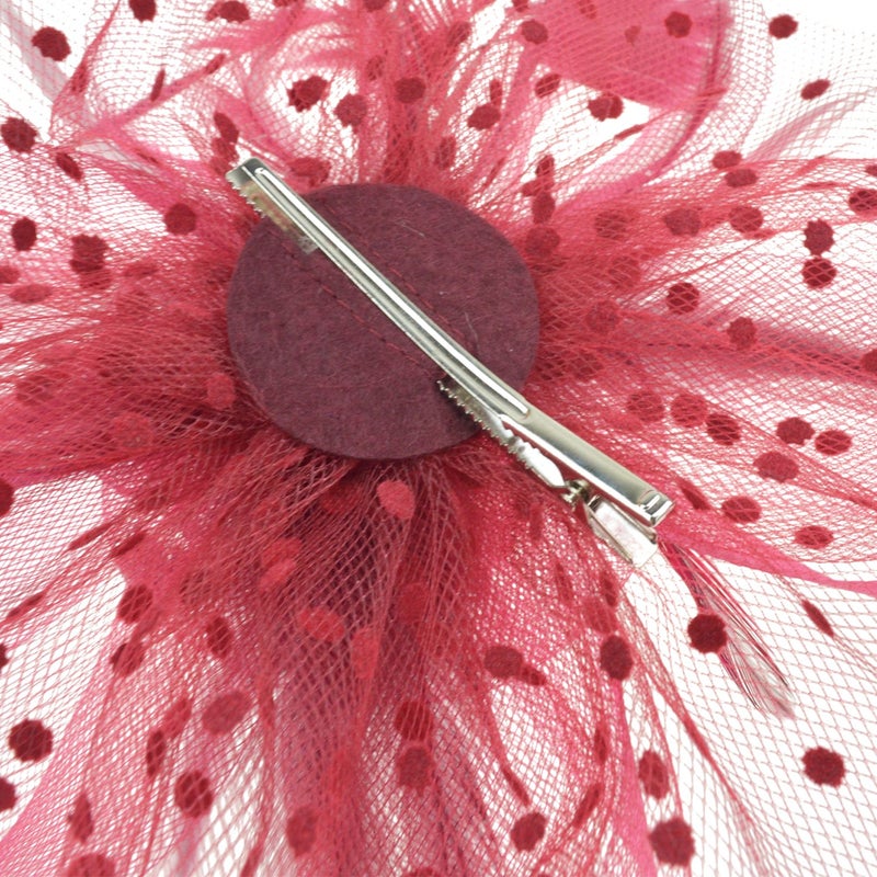 DRESHOW Fascinators Hat Flower Mesh Ribbons Feathers on a Headband and a Clip Tea Party Headwear for Girls and Women - Image 4