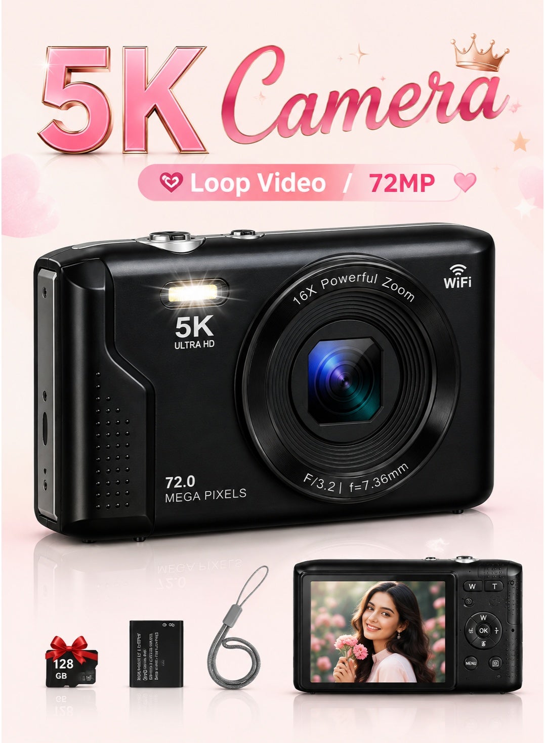 IqwiCam IqwiCam 5k Point And Shoot Digital Camera 128GB Z39D3D6EF9DA69009E7CBZ