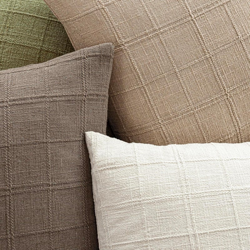Foindtower Set of 1 Decorative Linen Check Throw Pillow Cover Neutral Farmhouse Vintage Cushion Cover Modern Coastal Boho Home Decor for Sofa Chair Couch Bedroom Living Room,24×24 Inch,Camel - Image 4