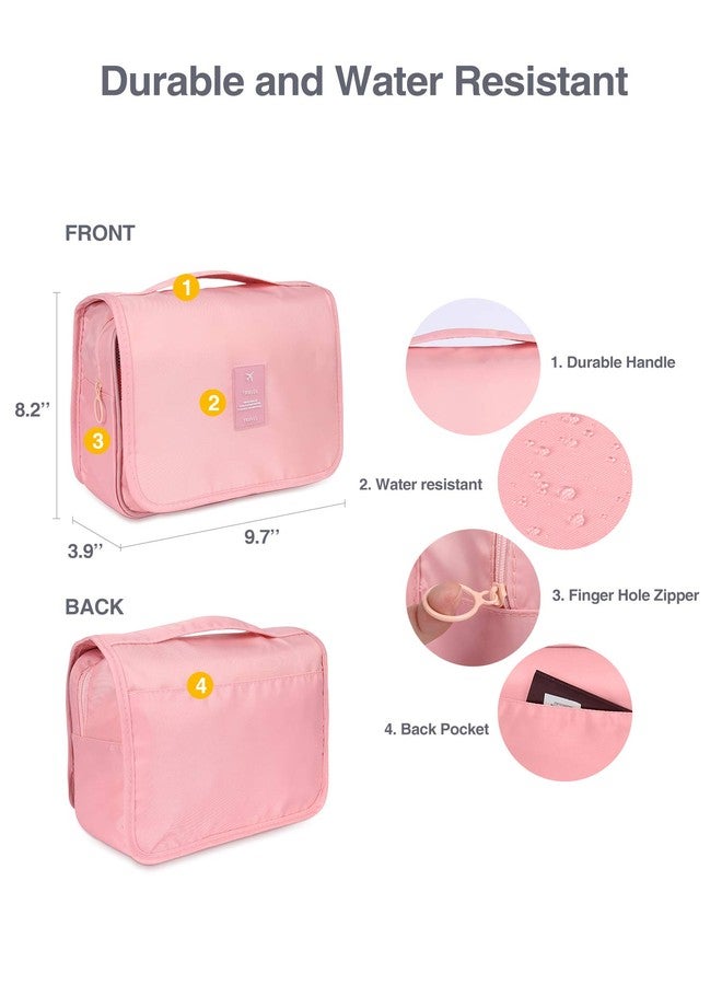 Luxtude Travel Toiletry Bag with Hanging Hook, Makeup Cosmetic Bag Travel Organizer for Hygiene Accessories, Shampoo, Full Sized Container, Toiletries, 4 Refillable Travel Bottles are included (Pink) - Image 5