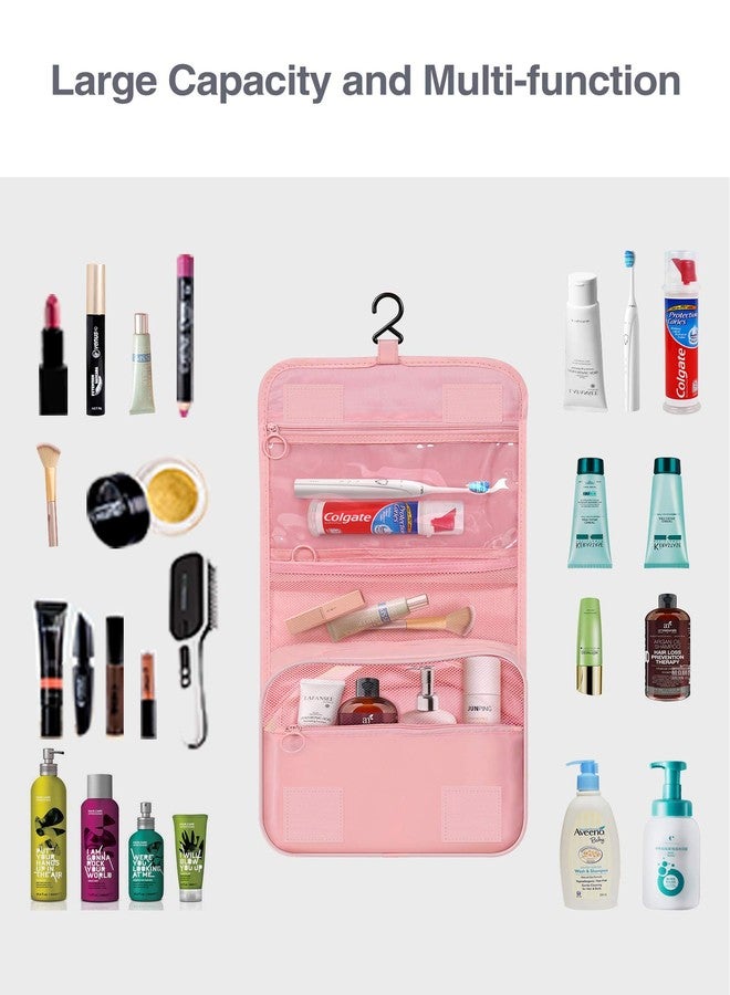 Luxtude Travel Toiletry Bag with Hanging Hook, Makeup Cosmetic Bag Travel Organizer for Hygiene Accessories, Shampoo, Full Sized Container, Toiletries, 4 Refillable Travel Bottles are included (Pink) - Image 4