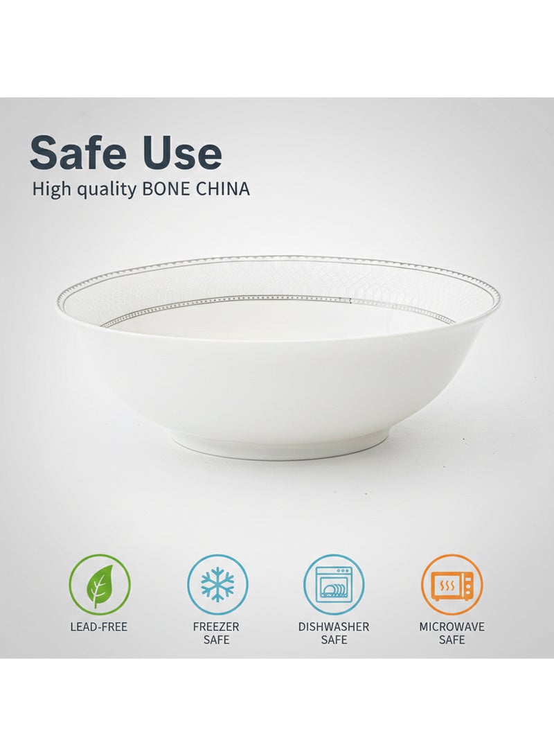 Shallow JUNA New Bone China Bowl 14 cm – Elegant White Multipurpose Bowl with Subtle Texture for Soups, Desserts & Sides, Premium Tableware for Daily Use, Brunch, Ramadan, Eid & Gifting (Set of 6) - Image 5