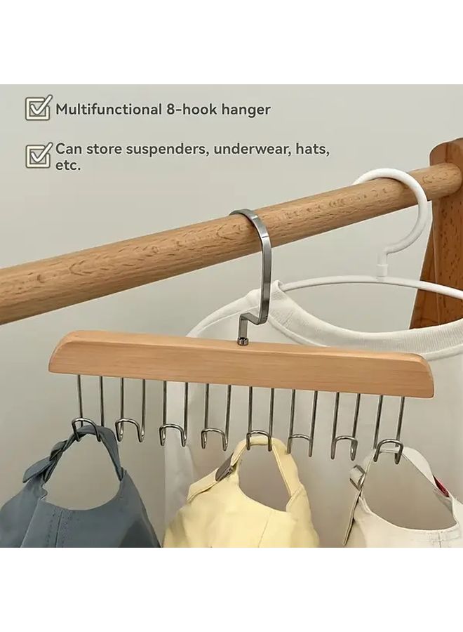 3pcs Khaki Metal 8 Hook Hangers Space Saving Closet Organizer - Image 1
