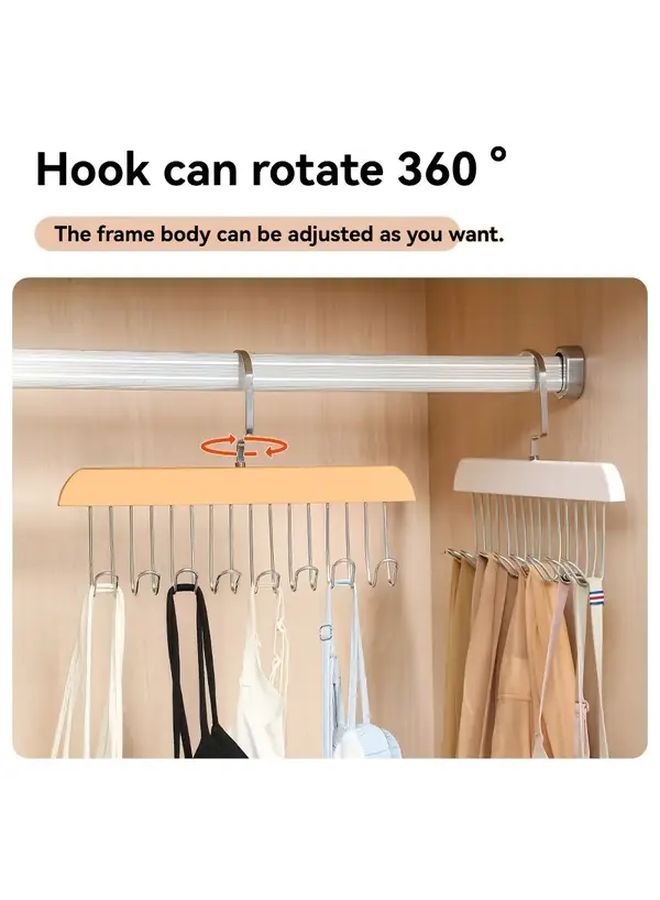3pcs Khaki Metal 8 Hook Hangers Space Saving Closet Organizer - Image 5