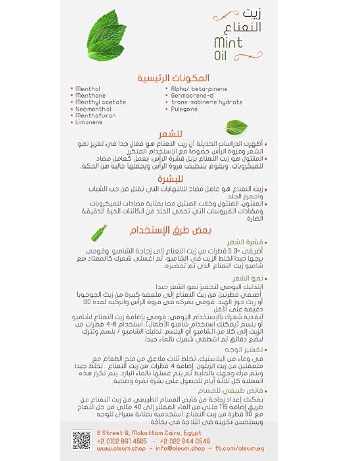 أوليوم زيت نعناع أوليوم - 30 مل - نقي وطبيعي 100% - انتعاش فائق للبشرة والشعر - مثالي للاسترخاء والتركيز. - Image 3
